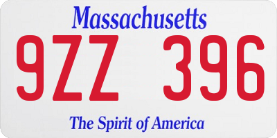 MA license plate 9ZZ396