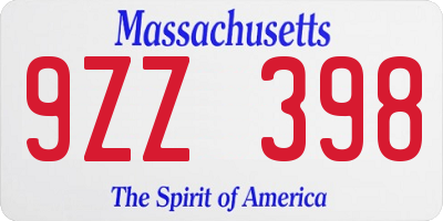 MA license plate 9ZZ398
