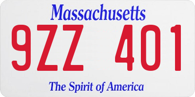 MA license plate 9ZZ401