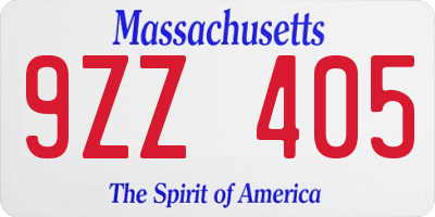 MA license plate 9ZZ405