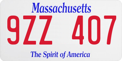 MA license plate 9ZZ407