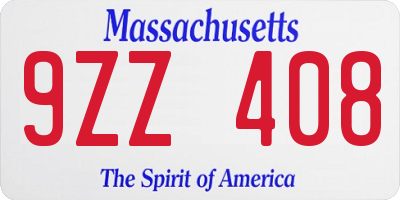 MA license plate 9ZZ408