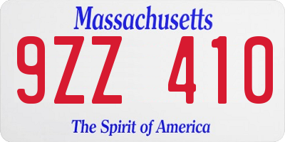 MA license plate 9ZZ410