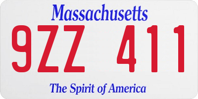 MA license plate 9ZZ411