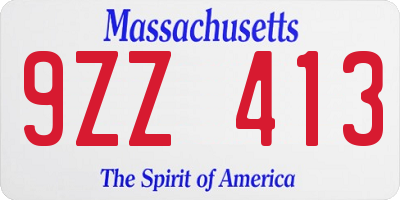 MA license plate 9ZZ413