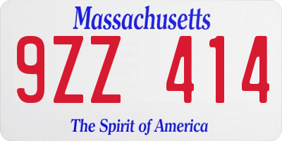 MA license plate 9ZZ414