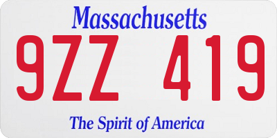 MA license plate 9ZZ419