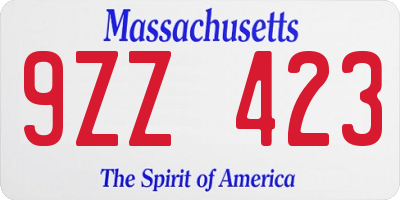 MA license plate 9ZZ423