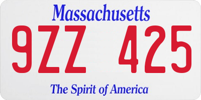 MA license plate 9ZZ425