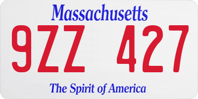 MA license plate 9ZZ427