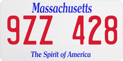 MA license plate 9ZZ428