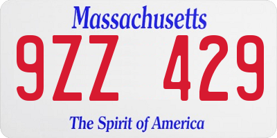 MA license plate 9ZZ429