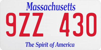 MA license plate 9ZZ430