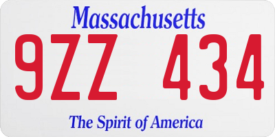 MA license plate 9ZZ434