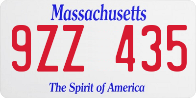 MA license plate 9ZZ435