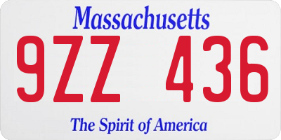 MA license plate 9ZZ436