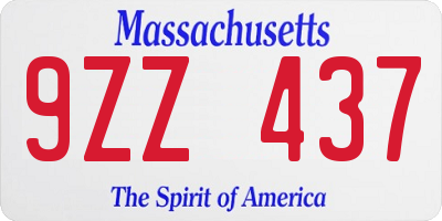 MA license plate 9ZZ437