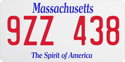 MA license plate 9ZZ438