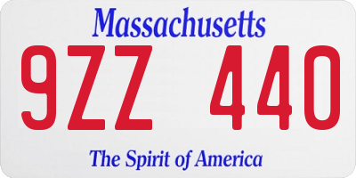 MA license plate 9ZZ440