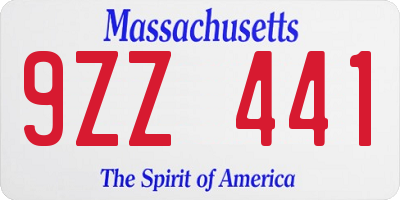 MA license plate 9ZZ441