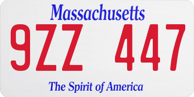 MA license plate 9ZZ447