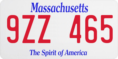 MA license plate 9ZZ465