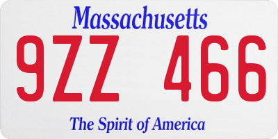 MA license plate 9ZZ466