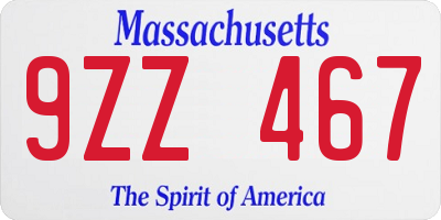 MA license plate 9ZZ467