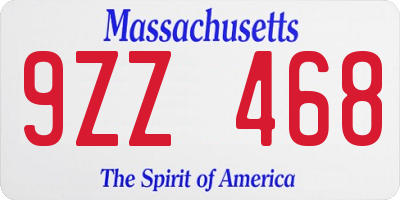 MA license plate 9ZZ468