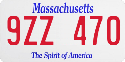 MA license plate 9ZZ470