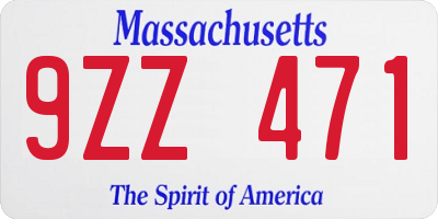 MA license plate 9ZZ471