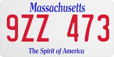 MA license plate 9ZZ473