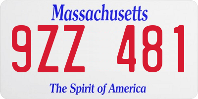 MA license plate 9ZZ481