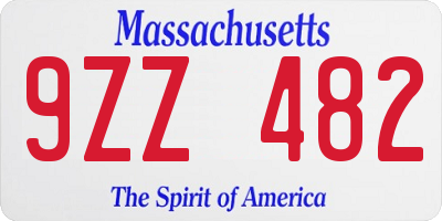 MA license plate 9ZZ482