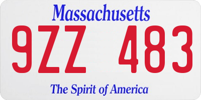 MA license plate 9ZZ483