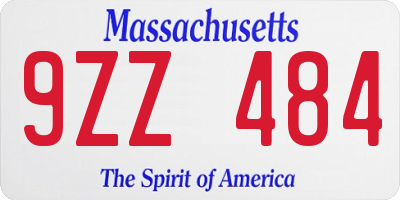 MA license plate 9ZZ484