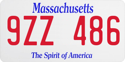 MA license plate 9ZZ486