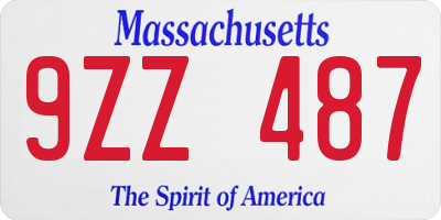 MA license plate 9ZZ487