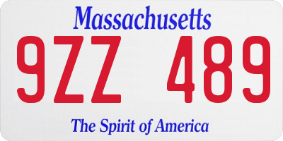 MA license plate 9ZZ489