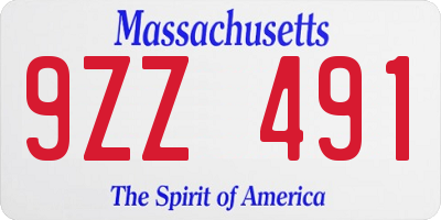 MA license plate 9ZZ491