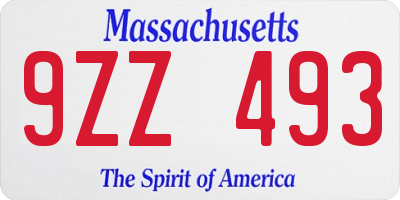 MA license plate 9ZZ493