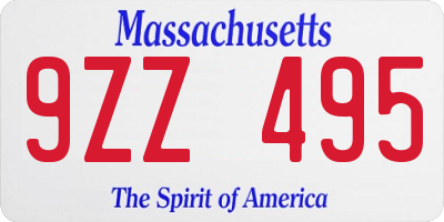 MA license plate 9ZZ495