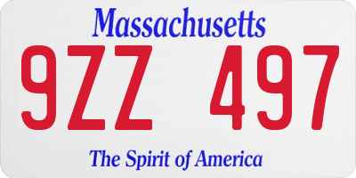 MA license plate 9ZZ497