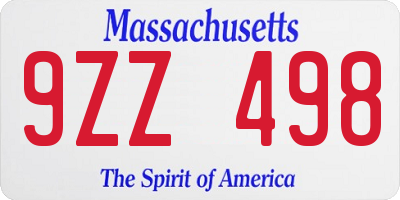 MA license plate 9ZZ498