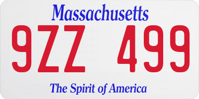 MA license plate 9ZZ499