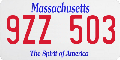 MA license plate 9ZZ503