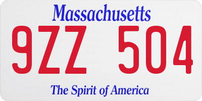 MA license plate 9ZZ504