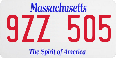 MA license plate 9ZZ505