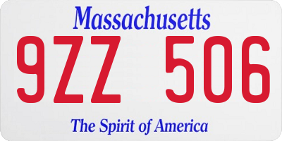 MA license plate 9ZZ506