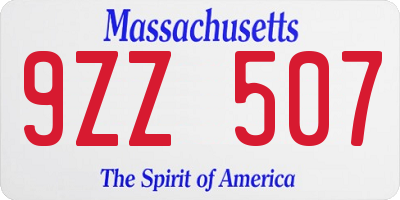 MA license plate 9ZZ507